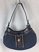 Liz Claiborne Fabric Black Purse Bag Reptile Print Trim Handbag - £7.09 GBP