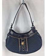 Liz Claiborne Fabric Black Purse Bag Reptile Print Trim Handbag - £7.05 GBP