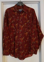Ruff Hewn Mens Red Black Checker Western Pheasant Bird Shirt Size XL - £8.28 GBP