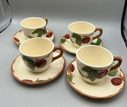 Cup Saucer Franciscan Apple  Pattern 4 Sets 1949  Half Moon Stamp USA - £29.18 GBP
