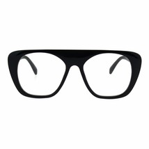 Retro 70&#39;s Fashion Clear Lens Glasses Flat Top Trapezoid Frame UV 400 - £14.74 GBP