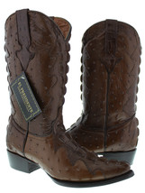 Mens Brown Alligator Ostrich Pattern Leather Cowboy Boots J Toe Size 7.5, 13 - £113.24 GBP