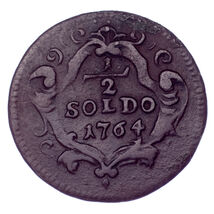 1764 Italian States Gorizia Countship 1/2 Soldo Copper XF Condition KM #10 - $236.90
