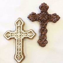 Decorative Hanging Crosses White and Brown Set of 2 - £15.15 GBP