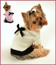 (NWT) Classic CoCo Mohair Dog Sweater with Paw Print Charm Pink or Cream XS S M - £14.85 GBP+