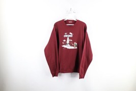 Vintage 90s Streetwear Womens Medium Faded Christmas Bird Rabbit Sweatshirt - $33.62