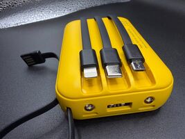 10000mAh Power Bank Built-In Cables USB-A USB-C Micro USB LED Light - $15.99