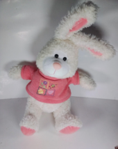 JC Penney White Bunny Rabbit 14" Plush w Pink Spring Shirt Easter Stuffed Animal - $11.65