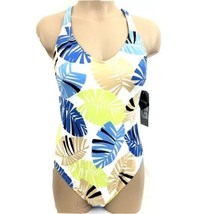 JAG Women&#39;s size 12 X-Back One-Piece Bathing Swimsuit White Blue Tropical - £28.68 GBP