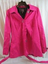 Anthracite by Muse Woman’s Hot Pink Jacket Size 8 Polka Dot Lining W/ Belt - £4.45 GBP