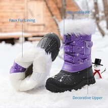 DREAM PAIRS Girl&#39;s Purple Insulated Waterproof Snow Boots - US Size: 2 - £28.08 GBP