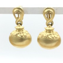 BRUSHED GOLD vintage clip-on statement earrings - 1980s chunky runway co... - £15.02 GBP