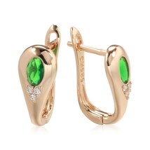 Fashion Emerald Oval Cut Natural Zircon Earrings for Women 585 Rose Gold Wedding - $9.06