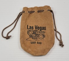 *B9) Las Vegas Brown Suede Leather Money Chip Coin Loot Pouch Bag Drawst... - $274.65 MXN