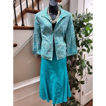 Kim Rogers Women&#39;s Blue Linen Single Breasted Jacket (M) &amp; Long Skirt (1... - $47.52