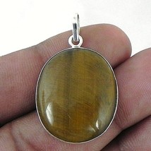 Sterling Silver Pendant Necklace Natural Tiger Eye Jewelry PS-1547 - £42.35 GBP