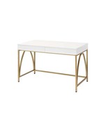 Lightmane Vanity Desk, White High Gloss &amp; Gold Finish - $12,510.31 MXN
