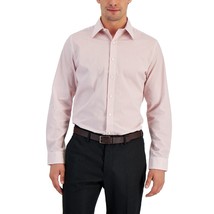 Club Room Men&#39;s Slim Fit Striped Dress Shirt Red L (16-16.5) B4HP - $14.95