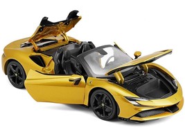 Ferrari SF90 Spider Gold Metallic &quot;Race + Play&quot; Series 1/18 Diecast Model Car b - £56.75 GBP