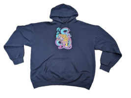 Neon Riot Navy Blue Pullover Hoodie Snake Tiger Chinese Logo Size 2XL XXL - £22.03 GBP