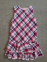 Gymboree School Jumper Dress Girl Size 8 Pink Plaid Puppy Dog Sleveless - £15.48 GBP