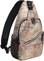 A World Map With Camel Bases Is Included In The Mosiso Sling Backpack, Travel - £25.21 GBP