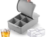 Large Ice Cube Tray With Lid, Stackable Big Silicone Square Ice Cube Mol... - £11.96 GBP
