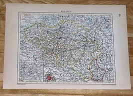 1929 Original Vintage Map Of Belgium Brussels Antwerp Liege Gent Brugge Mons - $27.47