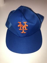 Vintage NY Mets Mens Snapback Trucker Mesh Hat MLB SZ M/L - £11.86 GBP