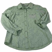 Back in the Saddle Western Shirt Green Pearl Snap Long Sleeve Women’s Me... - £13.83 GBP