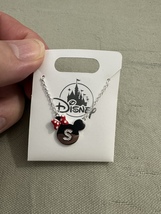 Disney Parks Minnie Mouse Icon Letter S Silver Color Necklace Child Size NEW