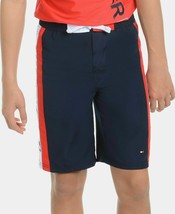Tommy Hilfiger Big Boys L 16 18 Navy Red Side Stripe Swimsuit Trunk Shorts NWT - $16.82