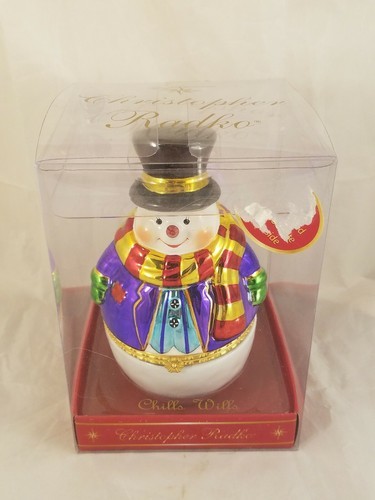 Christopher Radko Gallerie Chocolat Balle Hiver Neige Homme à Charnières Boîte Item image 8