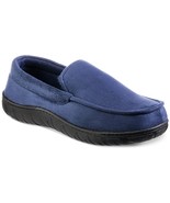 Totes Toasties Men&#39;s Memory Foam Rubber Soles Slippers, NAVY BLUE, M - $17.41
