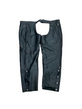 Power Trip Motorcycle Solid Black Leather Chaps Size XL - £62.63 GBP