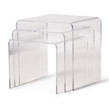 Clear Acrylic Nesting End Side Table 3 Piece Set Modern Display Stands Designer - £157.35 GBP