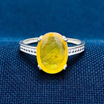 925 Sterling Silver Certified 5ct Unheated Untreated Yellow Sapphire Men&#39;s Ring - £119.09 GBP