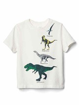 New Gap Kids Boys Graphic Dino Short Sleeves Crew Neck Cotton Ivory T-sh... - $14.95
