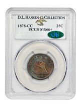 1878-CC 25C PCGS/CAC MS66+ Ex: D.L. Hansen - £13,594.64 GBP