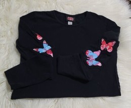 Koi by kathy peterson  Top Butterflies Applique In Sleeves Black SZ SMALL - $12.86