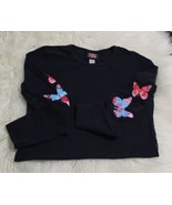 Koi by kathy peterson  Top Butterflies Applique In Sleeves Black SZ SMALL - $17.44 CAD
