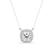2.15 Carat F/VS1 Cushion Cut Lab Grown Diamond Halo Pendant with Chain 1... - $44,950.15 MXN