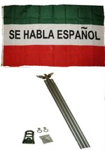AES Advertising Se Habla Espanol Red, White and Green 3&#39;x5&#39; Polyester Flag with  - £23.82 GBP
