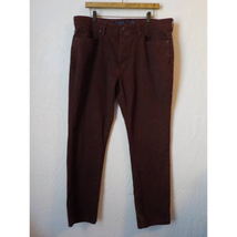 English Laundry Men 38x32 Dark Red Marron Denim Jeans Tampered Leg ZipUp Stretch - £14.01 GBP