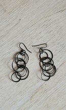 Vintage Earrings Costume Jewelry Handmade Circles Art Deco Abstract B64 - $27.86 CAD