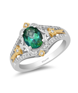 Enchanted Disney 1/5 CTTW Diamond and Created Emerald Tinkerbell Engagem... - £63.00 GBP