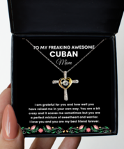 Cuban Mom Necklace Gifts - To My Freaking Awesome Mom - Cross Pendant Jewelry  - £39.80 GBP