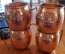 Owl Creek Copper Mugs Set of 4 Hammered Copper Moscow Mule preowned  - £18.99 GBP