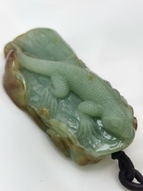 Icy Ice Yellow &amp; Green Natural Burma Jadeite Jade Lizard Pendant # 286.60 carat - £963.88 GBP