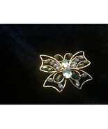 Vintage DCE Curtis Butterfly 1/20 14K GF Brooch Pin Green and Blue Stone - £37.20 GBP